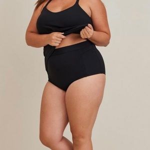 HIGH WAIST ACTIVE SWIM BRIEF - MATTE BLACK - SIZE 1